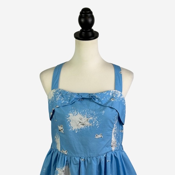 Lindy Bop Carmela Paris Border Swing Dress US Size 10 Blue Retro Pinup *Read - Picture 2 of 16